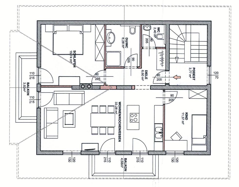 Půdorys ubytování Appartement Tirol