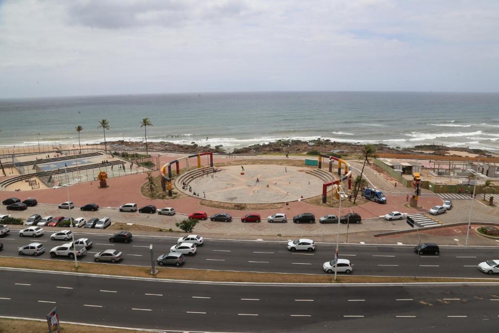 Uma vista do mar tirada do hotel