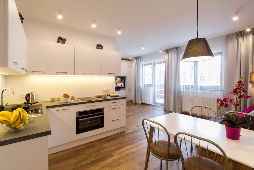 Virtuvė arba virtuvėlė apgyvendinimo įstaigoje udanypobyt Apartament Skocznia