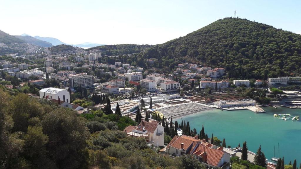 an aerial view of a city and a lake at Ana Guesthouse in Dubrovnik