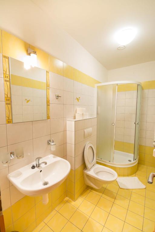 Koupelna v ubytování Hotel Na Kocandě