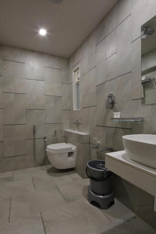 Koupelna v ubytování Hotel Carrefour