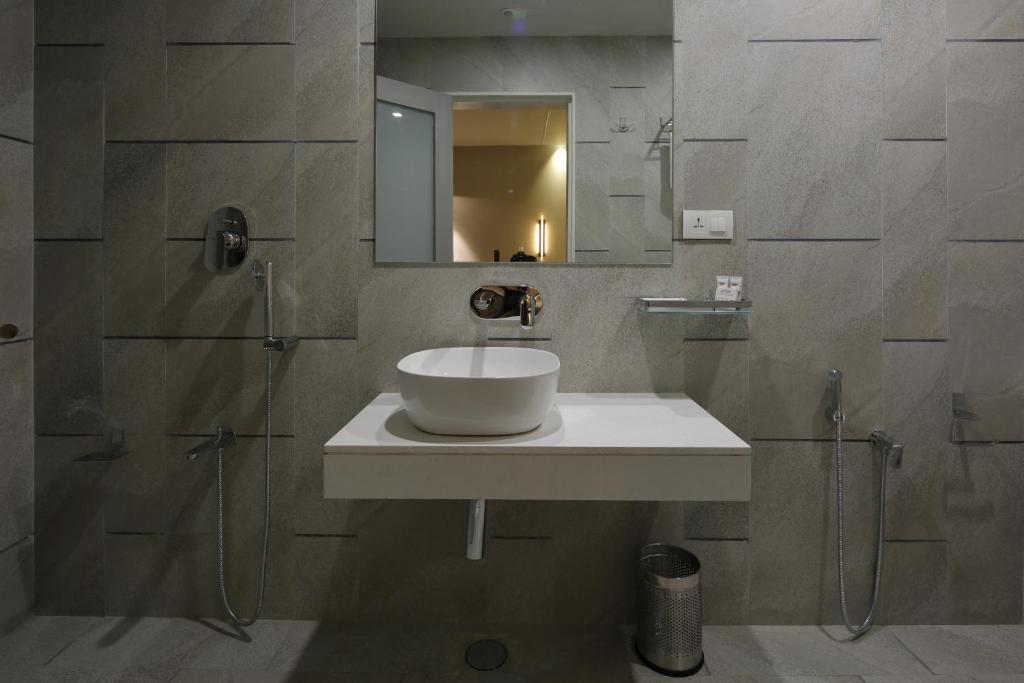 Koupelna v ubytování Hotel Carrefour