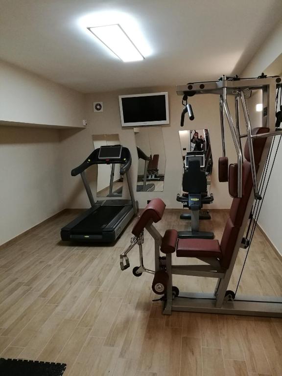 Posilňovňa alebo fitness centrum v ubytovaní Hotel Bruman