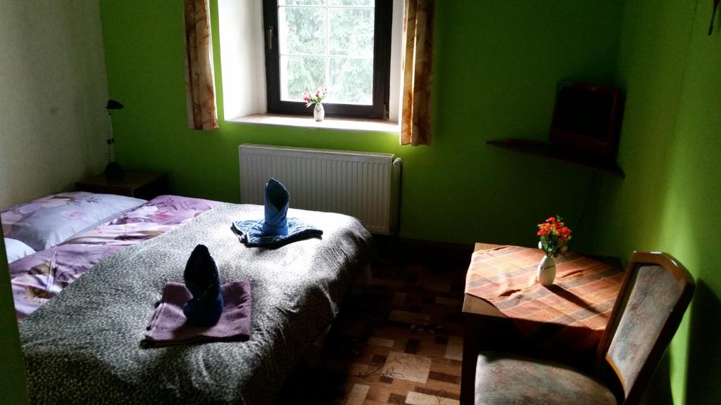 Postel nebo postele na pokoji v ubytování Penzion Pegas Depoltovice