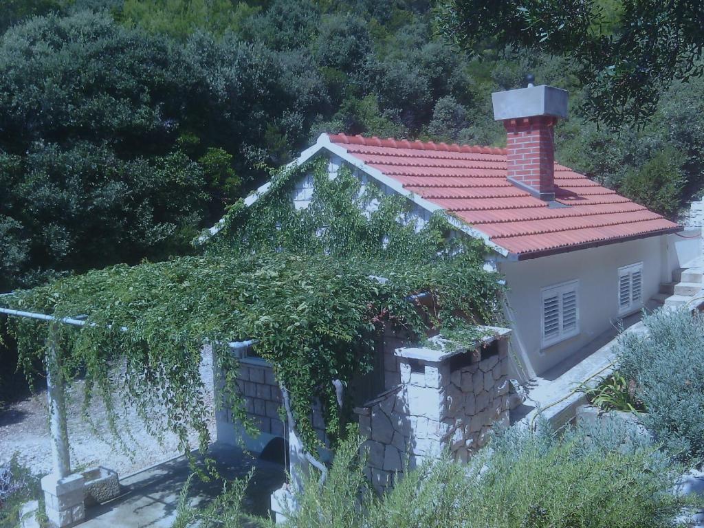 a small house with a red roof and a chimney at House Rasohatica Tare in Korčula