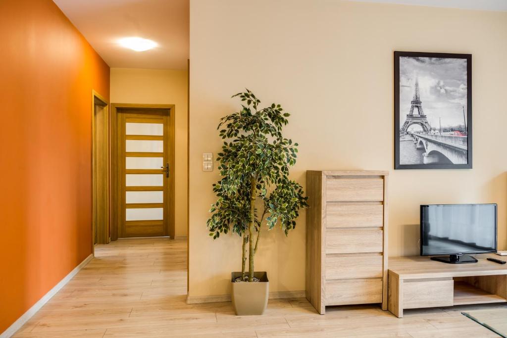 Televízia a/alebo spoločenská miestnosť v ubytovaní Apartments of Pawia
