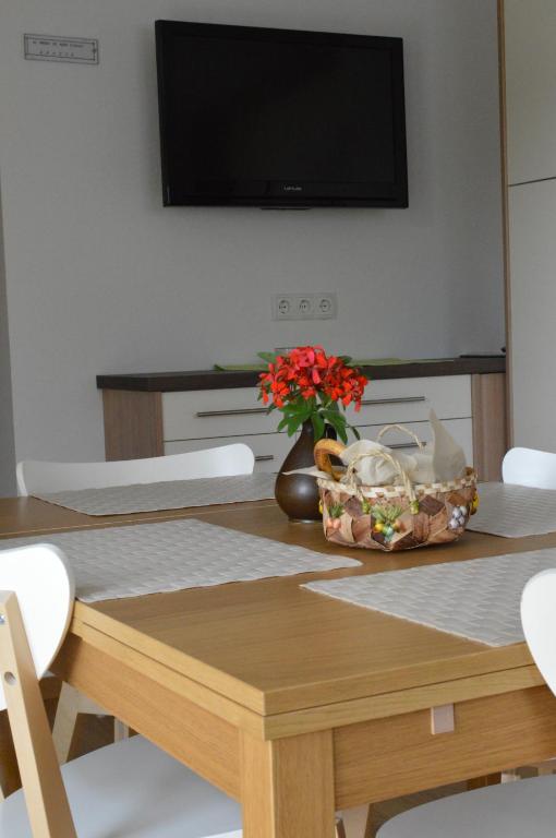 Televízia a/alebo spoločenská miestnosť v ubytovaní Apartments Bachmann