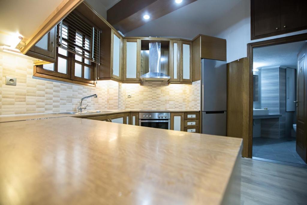 Kuchyň nebo kuchyňský kout v ubytování Paradise Apartment in Peiraiki