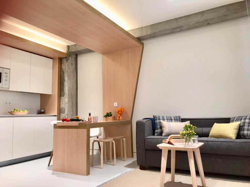 Kuchyň nebo kuchyňský kout v ubytování Inside Bilbao Apartments