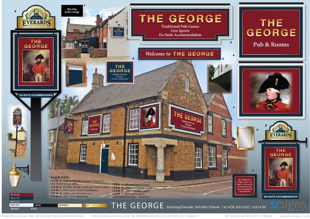 a collage of pictures of an old building at The George in Desborough