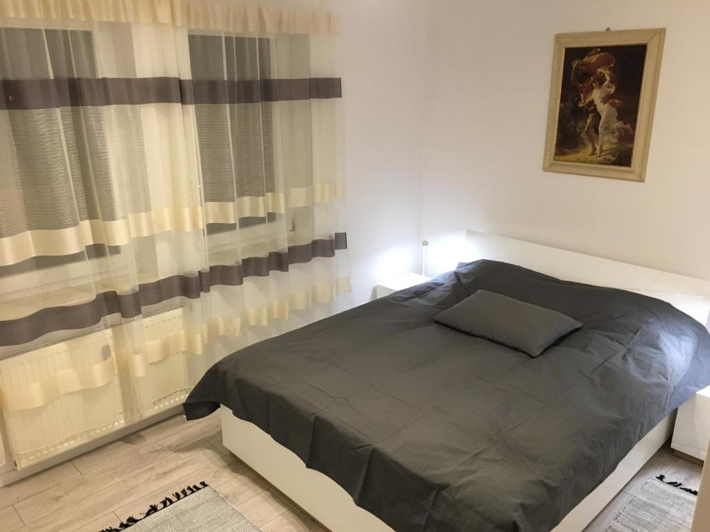1 dormitorio con cama y ventana en Apartamenty ZC Rzeszów en Rzeszów