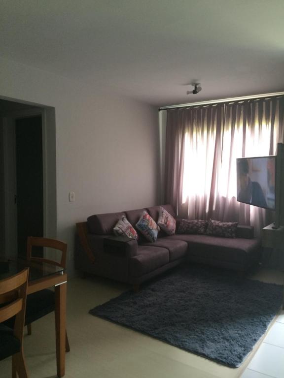 een woonkamer met een bank en een televisie bij J&C ap.- Canela in Canela