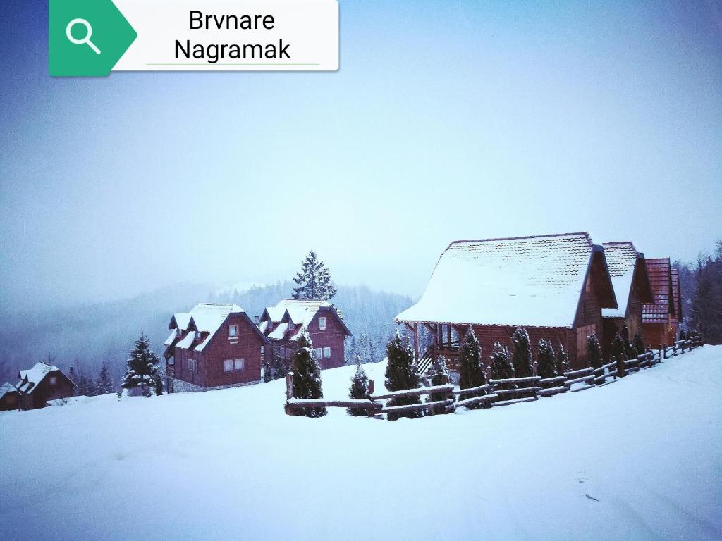 a snow covered house on a snow covered hill at Lodge Nagramak in Sekulić 