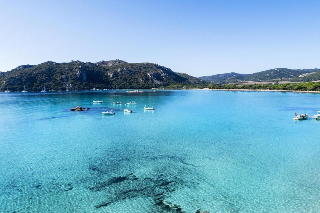 a large body of water with boats in it at Domaine Santa Giulia Palace in Porto-Vecchio