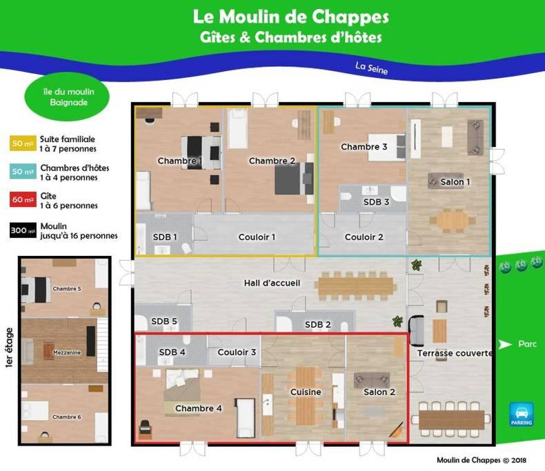 a floor plan of a building with at Moulin de Chappes in Chappes