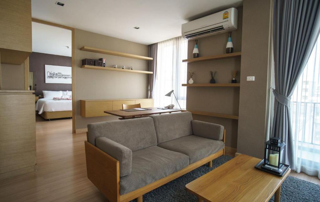 Kuchyň nebo kuchyňský kout v ubytování Sanae' Hotel Nimman