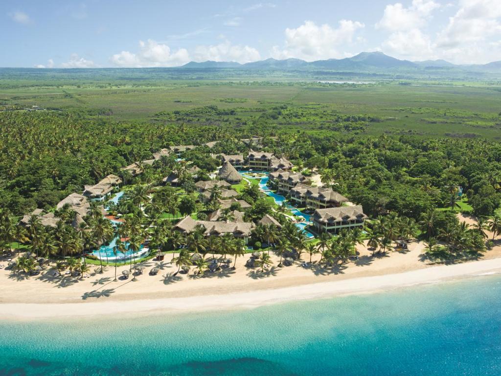 an aerial view of a resort on a beach at Zoëtry Agua Punta Cana, Punta Cana, Dominican Republic in Punta Cana