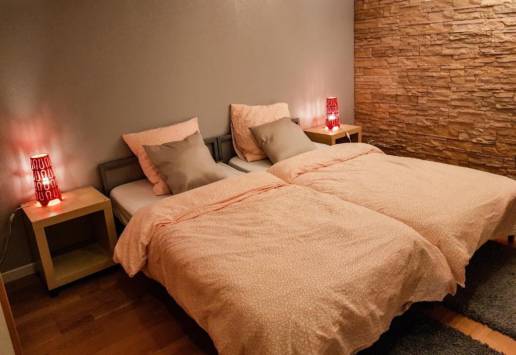 Llit o llits en una habitació de Terrasses du Zimmerberg