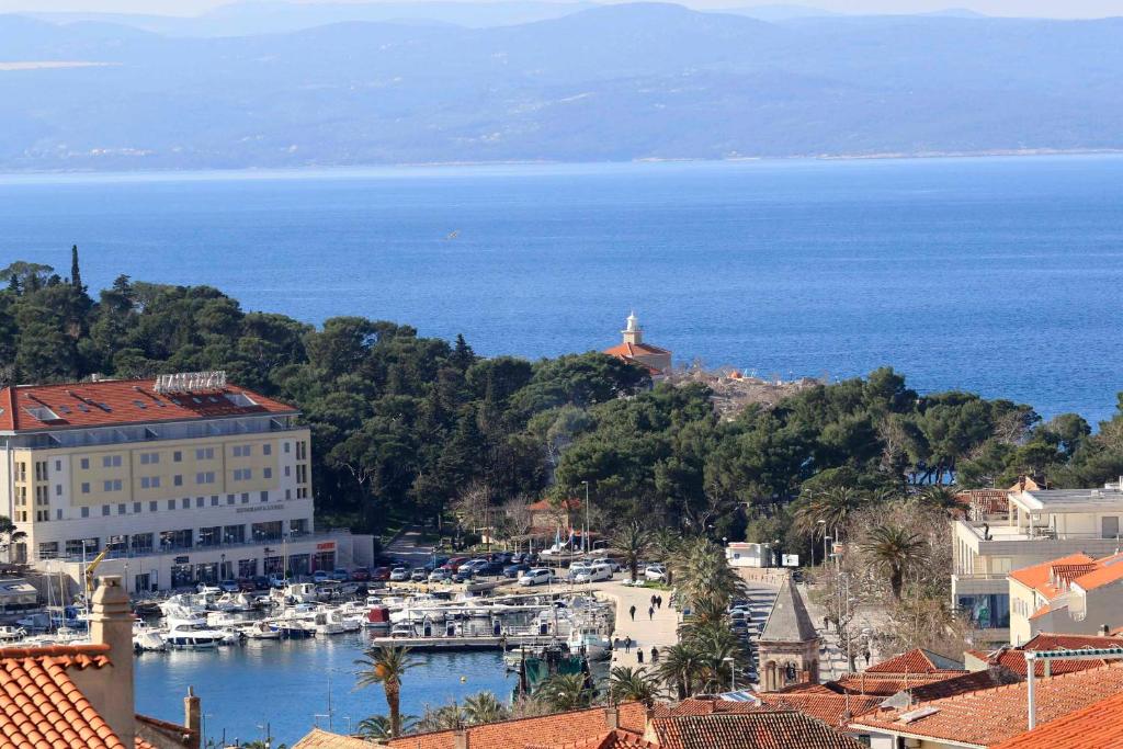 a view of a town with boats in a harbor at Oliver Ravlić in Makarska
