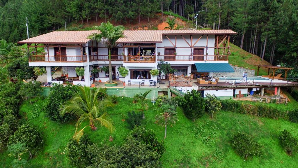 an aerial view of a house on a hill at Finca Boutique el Diamante in Salgar