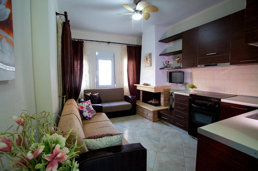 Kuchyň nebo kuchyňský kout v ubytování GoldenHill Studios&apartments