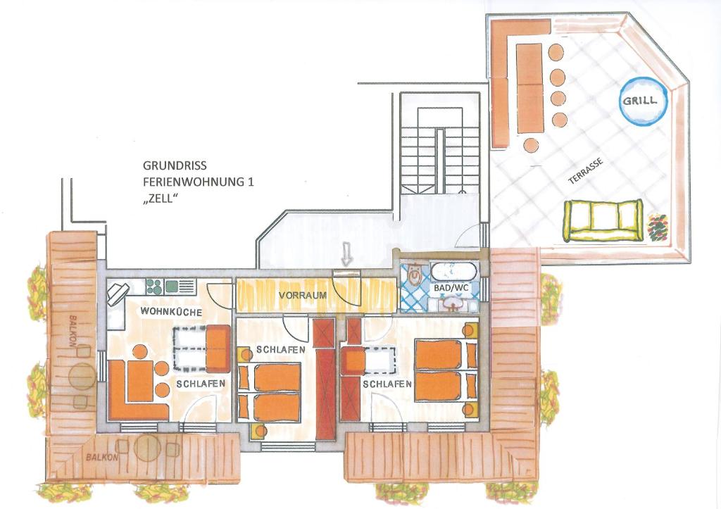 Půdorys ubytování Ferienwohnung Ausblick Zillertal