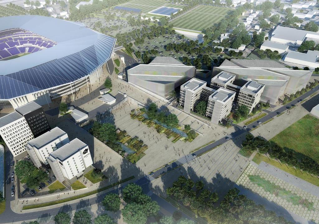 Letecký snímek ubytování KOPSTER Hotel Lyon Groupama Stadium