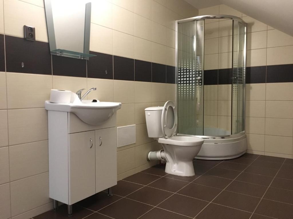Koupelna v ubytování Restaurace U Kostela
