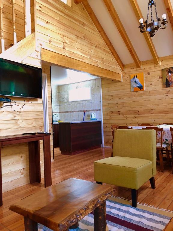 TV a/nebo společenská místnost v ubytování Cabañas Los Laureles - Lican Ray