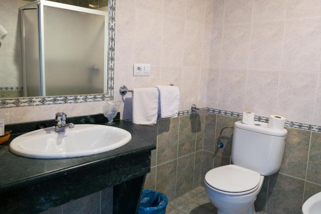 Koupelna v ubytování Hotel Alfar