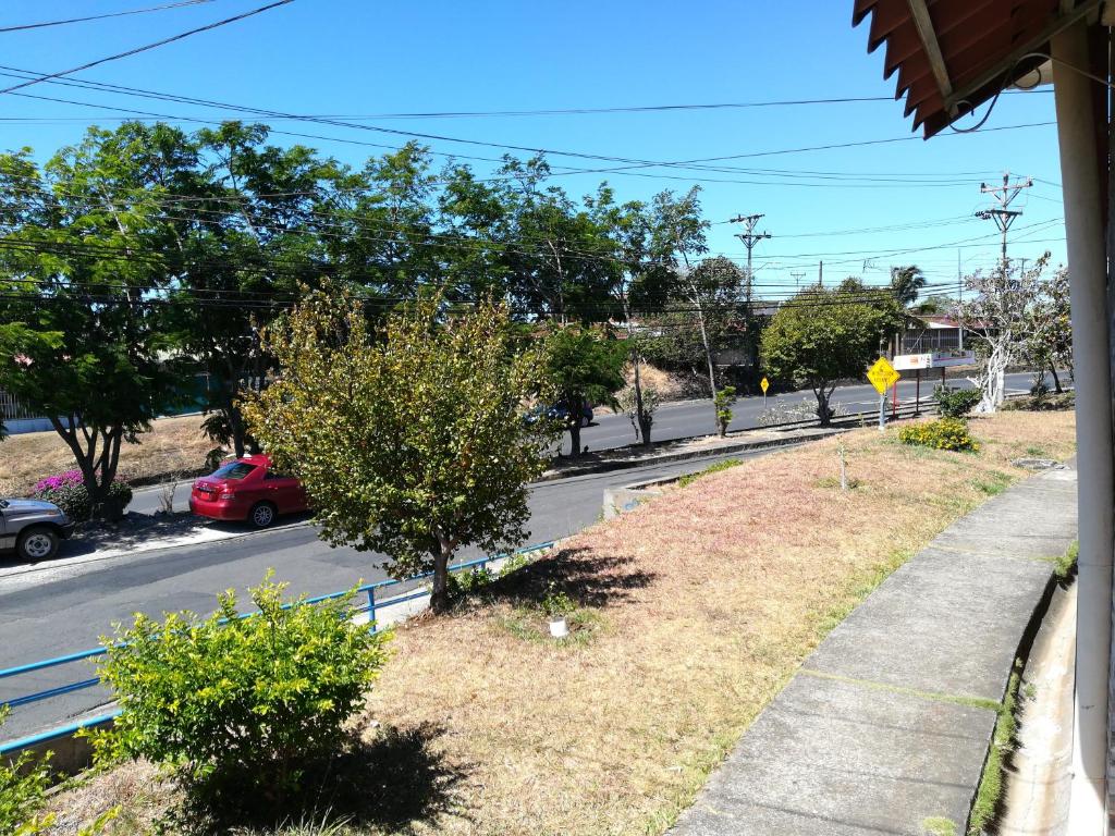 阿拉胡埃拉的住宿－Belis，享有树木和道路的街道景色