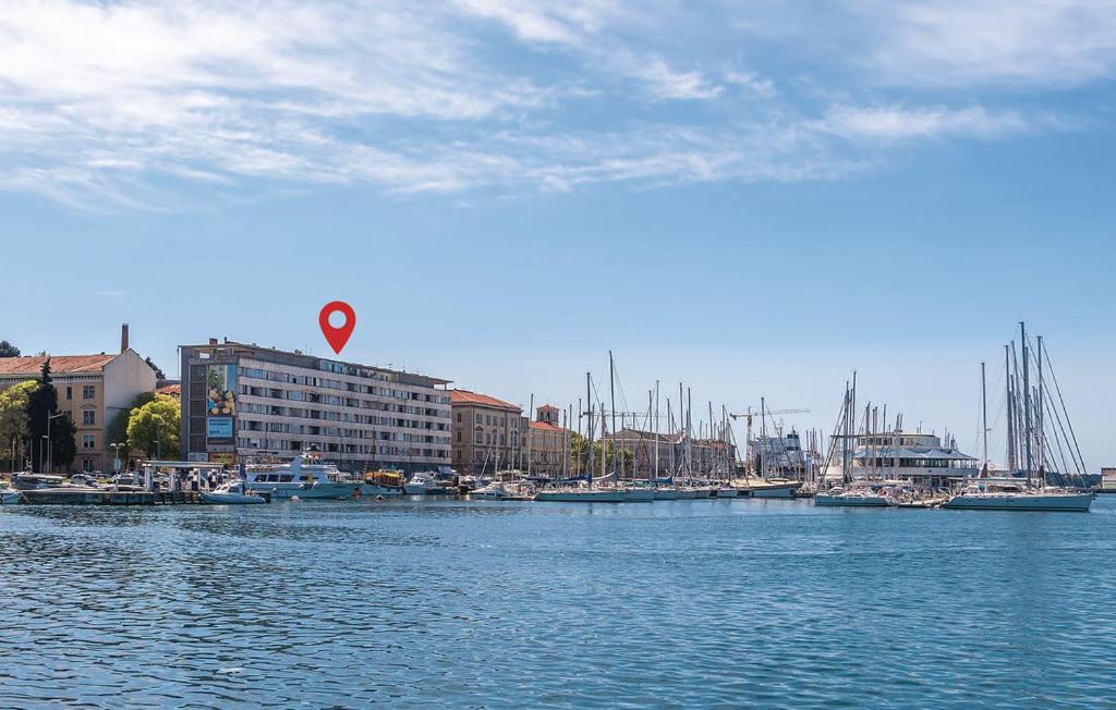 a view of a marina with boats in the water at Apartament Klara-Centar in Pula