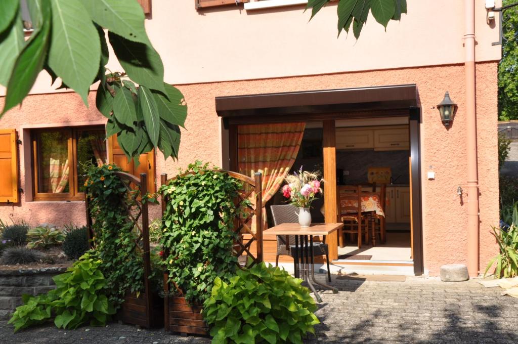 una entrada al jardín de una casa con plantas en studio Fleurette, en Ittlenheim