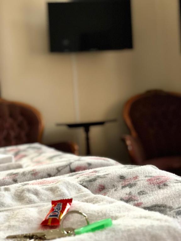 TV a/nebo společenská místnost v ubytování Järnvägshotellet