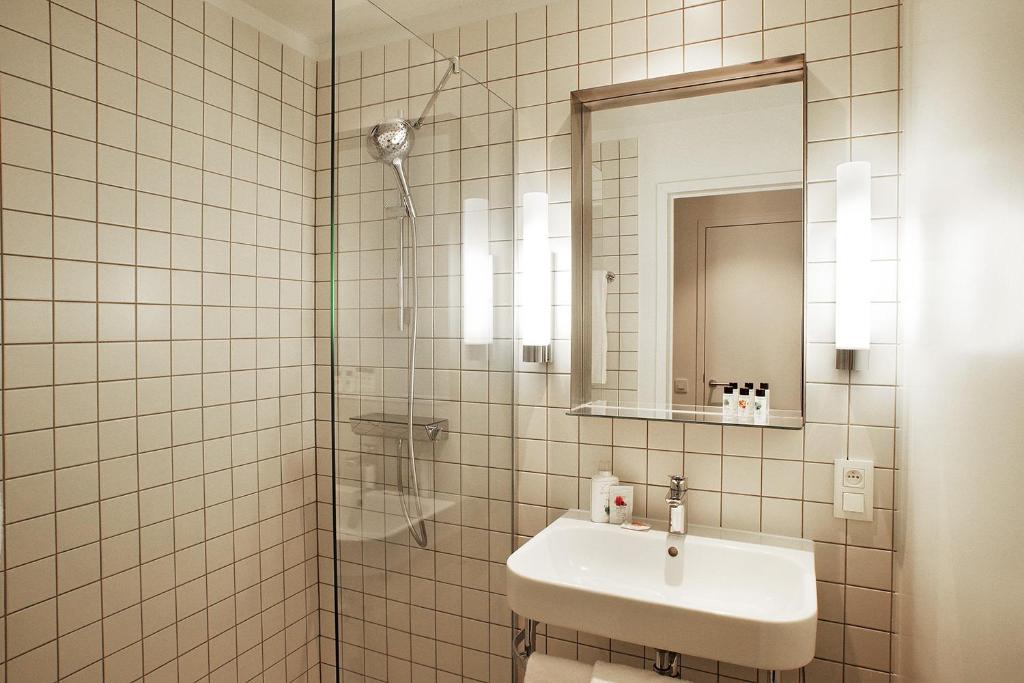 Koupelna v ubytování Hotel Van Belle