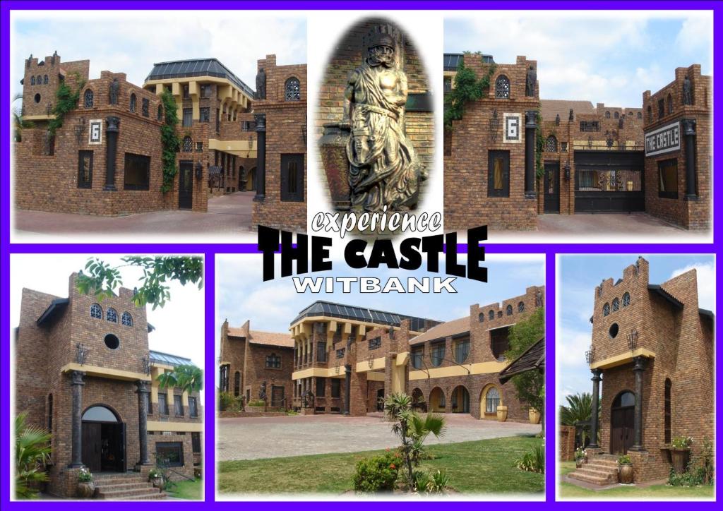 a collage of pictures of a building with a statue at Emalahleni Castle in Witbank