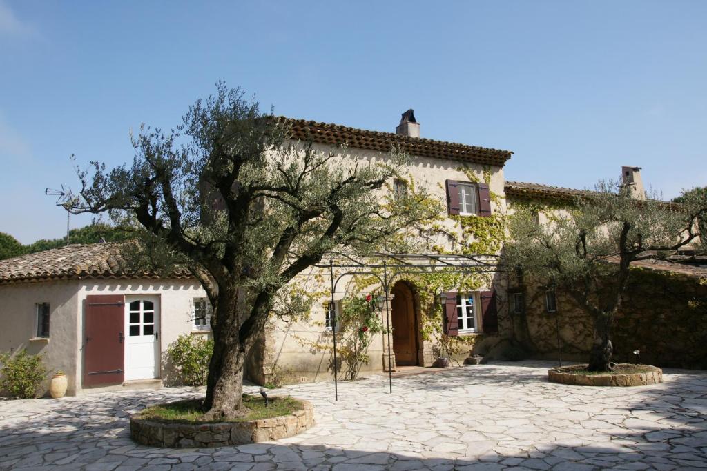 uma velha casa de pedra com uma árvore em frente em Leï Souco em Saint-Tropez