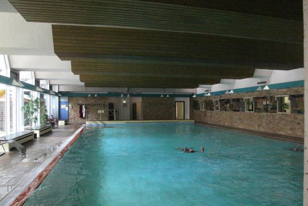 una piscina con due persone sdraiate in acqua di Appartement Scharf a Bad Harzburg