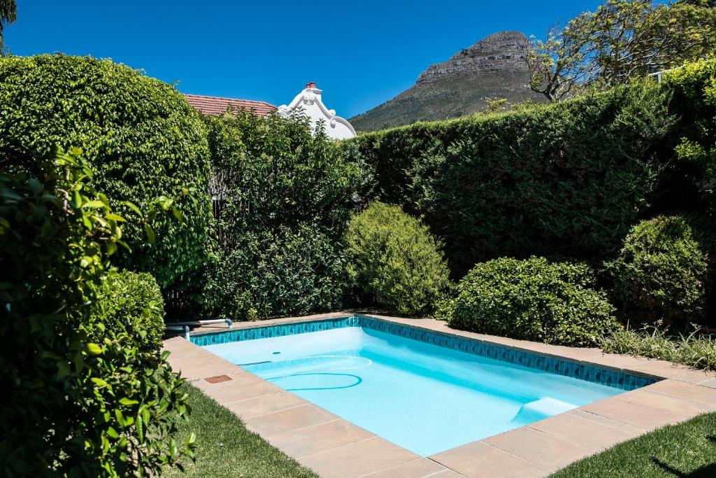 a swimming pool in a garden with bushes at 5 Camp Street Guesthouse & Self-catering in Cape Town