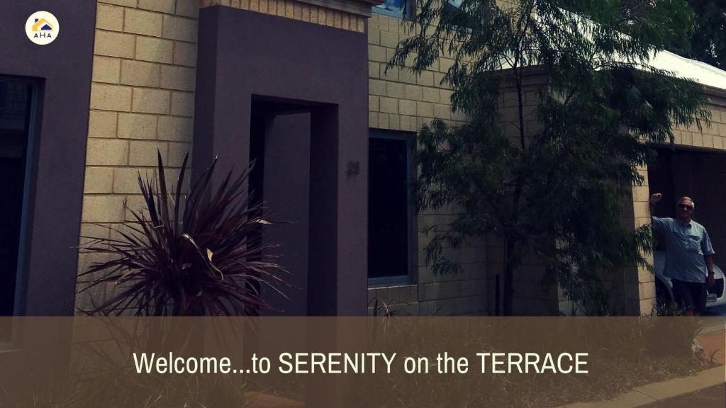 a building with the words welcome to serity on the facade at SERENITY of MANDURAH in Mandurah