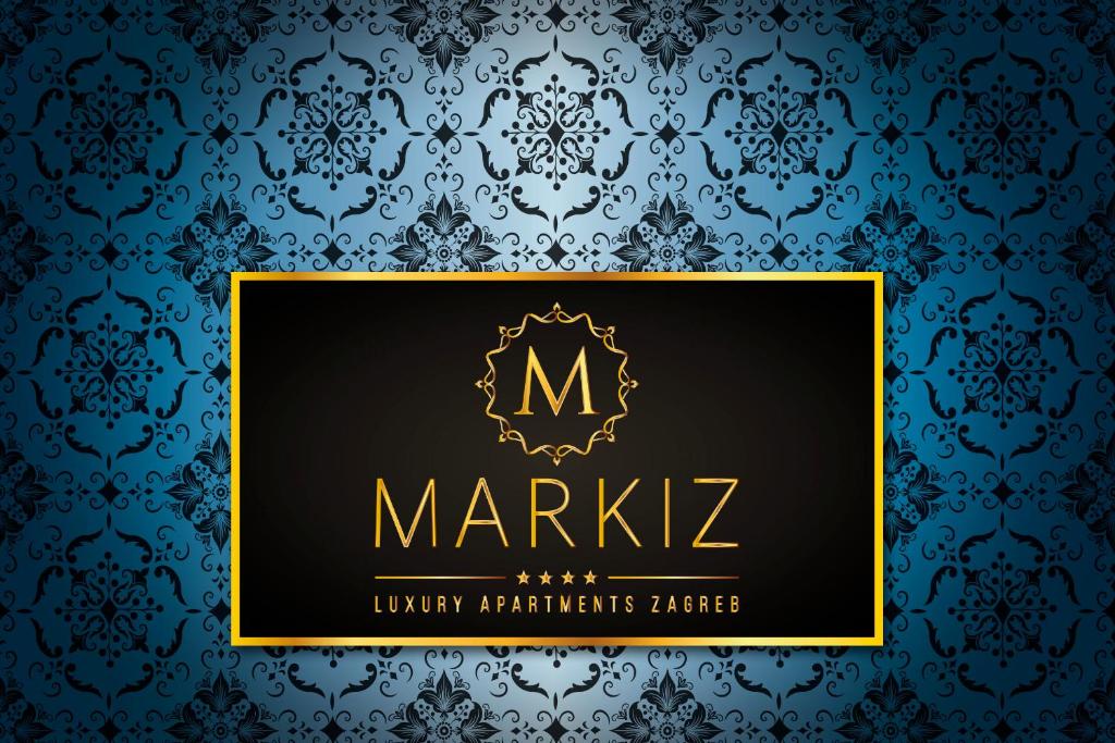 a black and gold luxury certificate on a blue background at Markiz Luxury Apartments in Zagreb