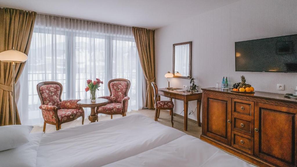 Televízia a/alebo spoločenská miestnosť v ubytovaní Hotel Paryski Art & Business Zakopane - Basen Jacuzzi Sauna Małpi Gaj