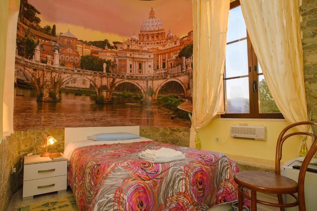 A bed or beds in a room at Palazzo Moraschi Subiaco