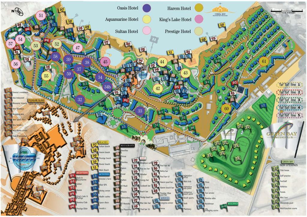 un mapa del complejo de Disneyland en Holiday Rooms Domina Coral Bay en Sharm El Sheikh