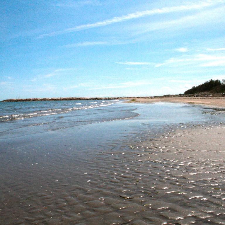 a sandy beach with footprints in the sand at Locanda Stravedo in Pellestrina