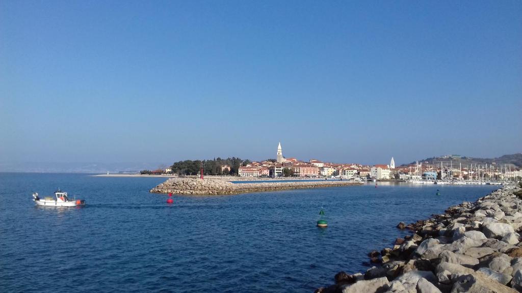 a boat in a large body of water at Sonce in Izola