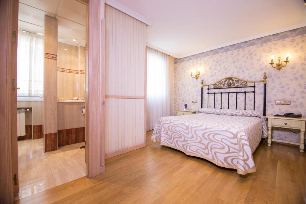 a bedroom with a large bed in a room at Hotel Julia in Aranda de Duero