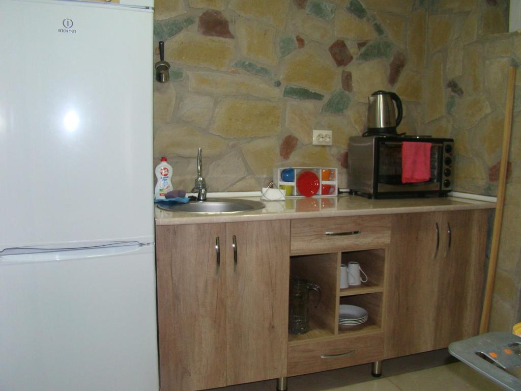 Kuchyň nebo kuchyňský kout v ubytování Guest House Ucha