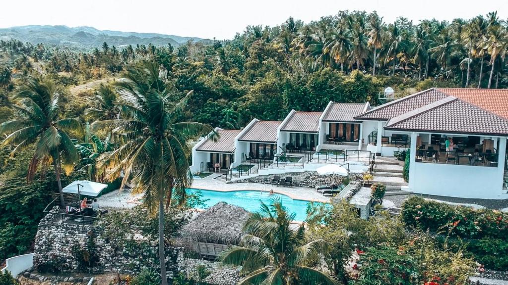an aerial view of a resort with a swimming pool at Panorama de Argao Boutique Resort in Argao
